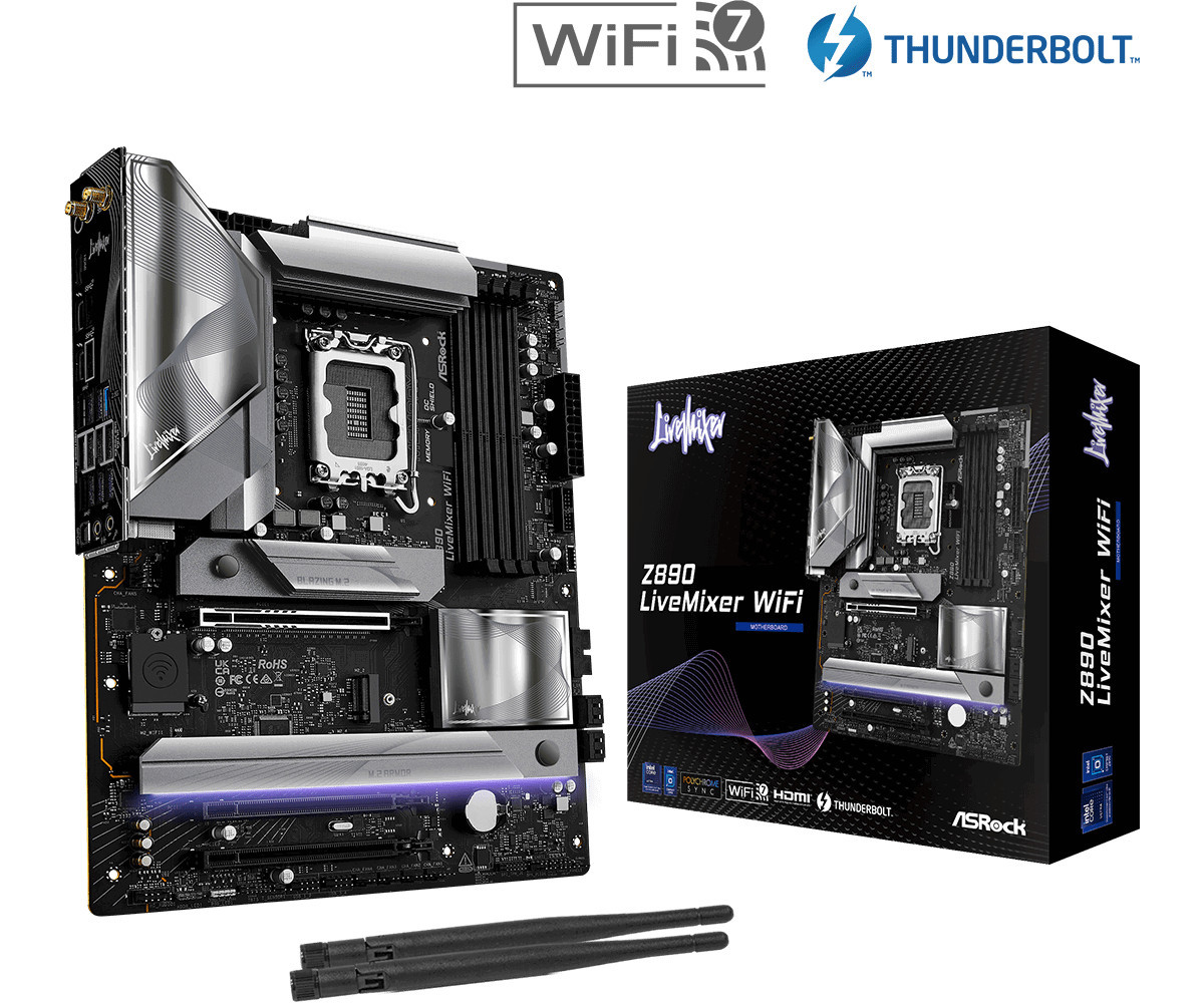 Дънна платка ASRock Z890 LiveMixer WiFi, Intel LGA1851, DDR5, PCIe 5.0 - 90-MXBPE0-A0UAYZ - 1