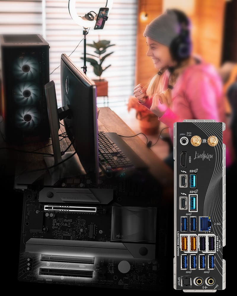Дънна платка ASRock Z890 LiveMixer WiFi, Intel LGA1851, DDR5, PCIe 5.0 - 90-MXBPE0-A0UAYZ - 5