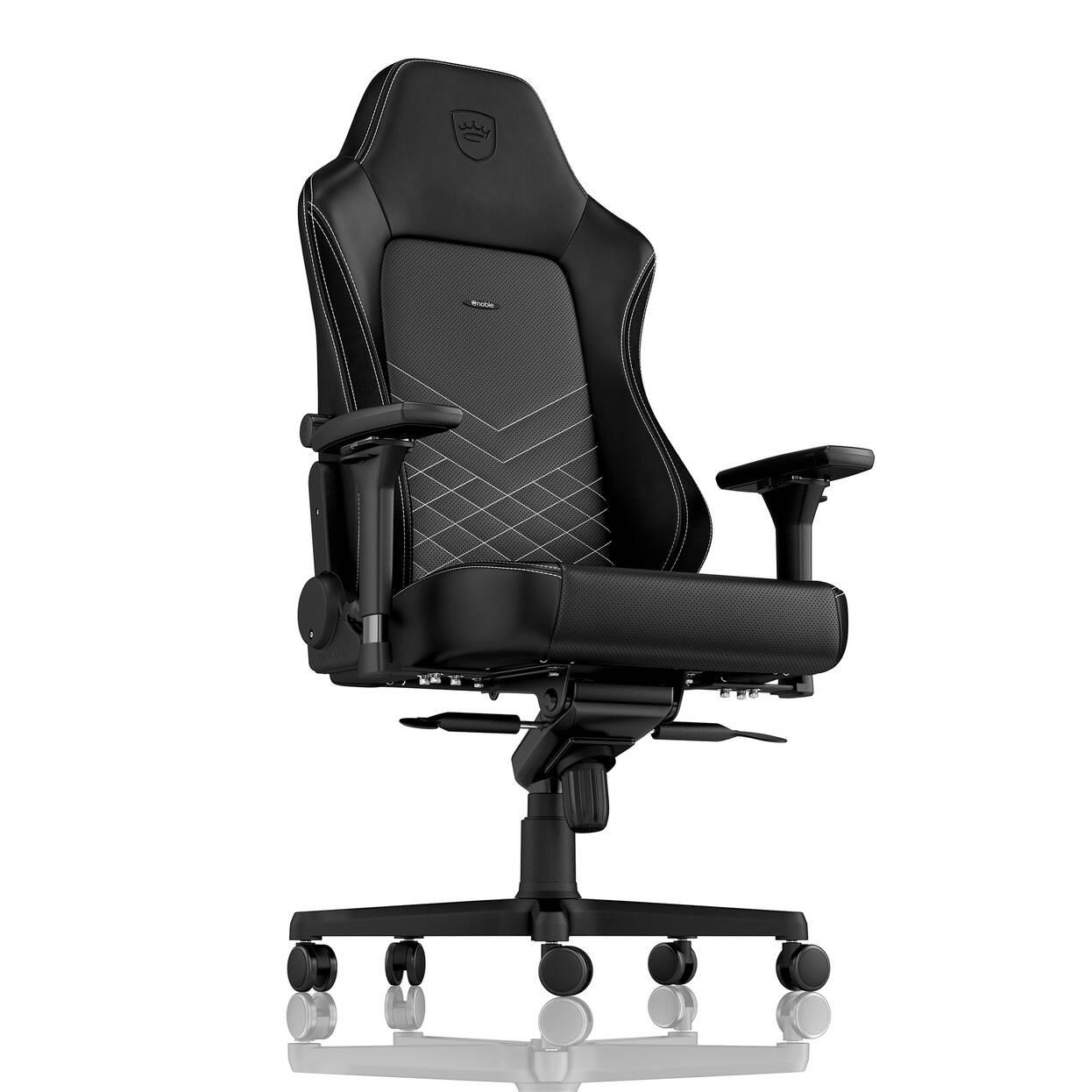 Геймърски стол noblechairs HERO, Black/Platinum-White, до 150 kg, Изкуствена кожа - NBL-HRO-PU-BPW - 3