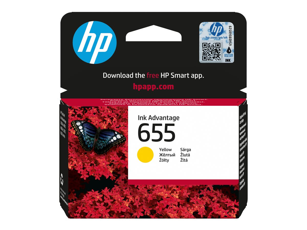Мастилена касета HP 655, жълта, стандартен капацитет 600 страници - CZ112AE#BHK - 1