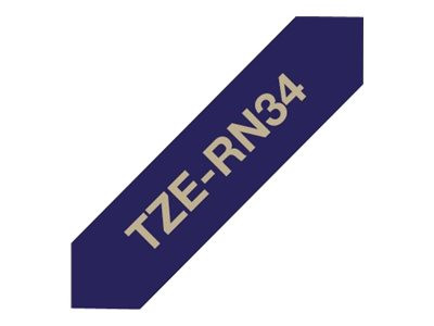 Текстилна лента Brother TZe, 12mm x 4m, златисто на тъмносиньо - TZERN34 - 2