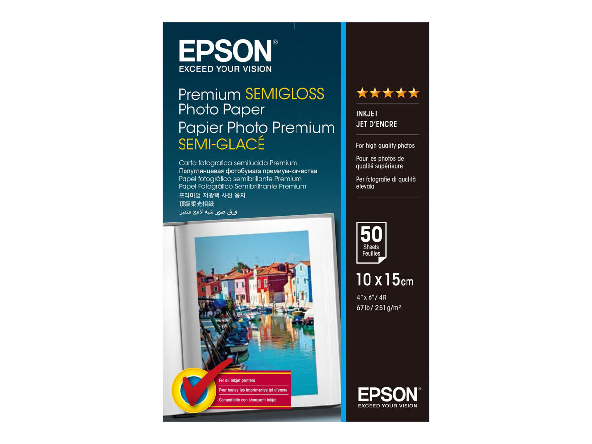 Фотохартия Epson Premium, 100x150mm, Semi-gloss, 251g/m², 50 листа - C13S041765 - 1