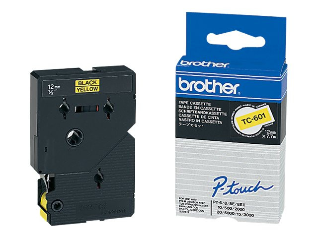 Лента Brother P-Touch TC-601, 12mm x 8m, черен текст на жълт фон - TC601 - 1
