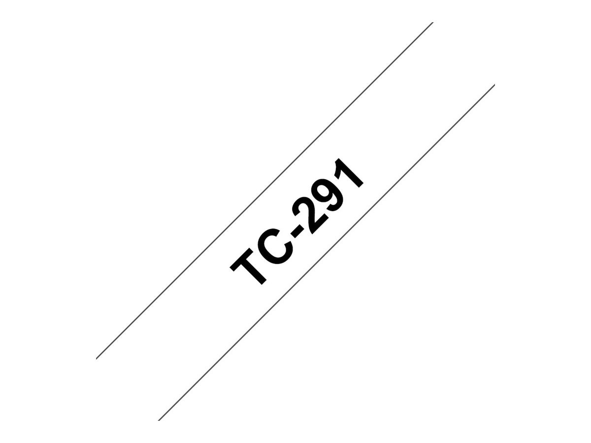 Ламинирана лента Brother P-Touch TC-291, 9mm, черно върху бяло - TC291 - 2
