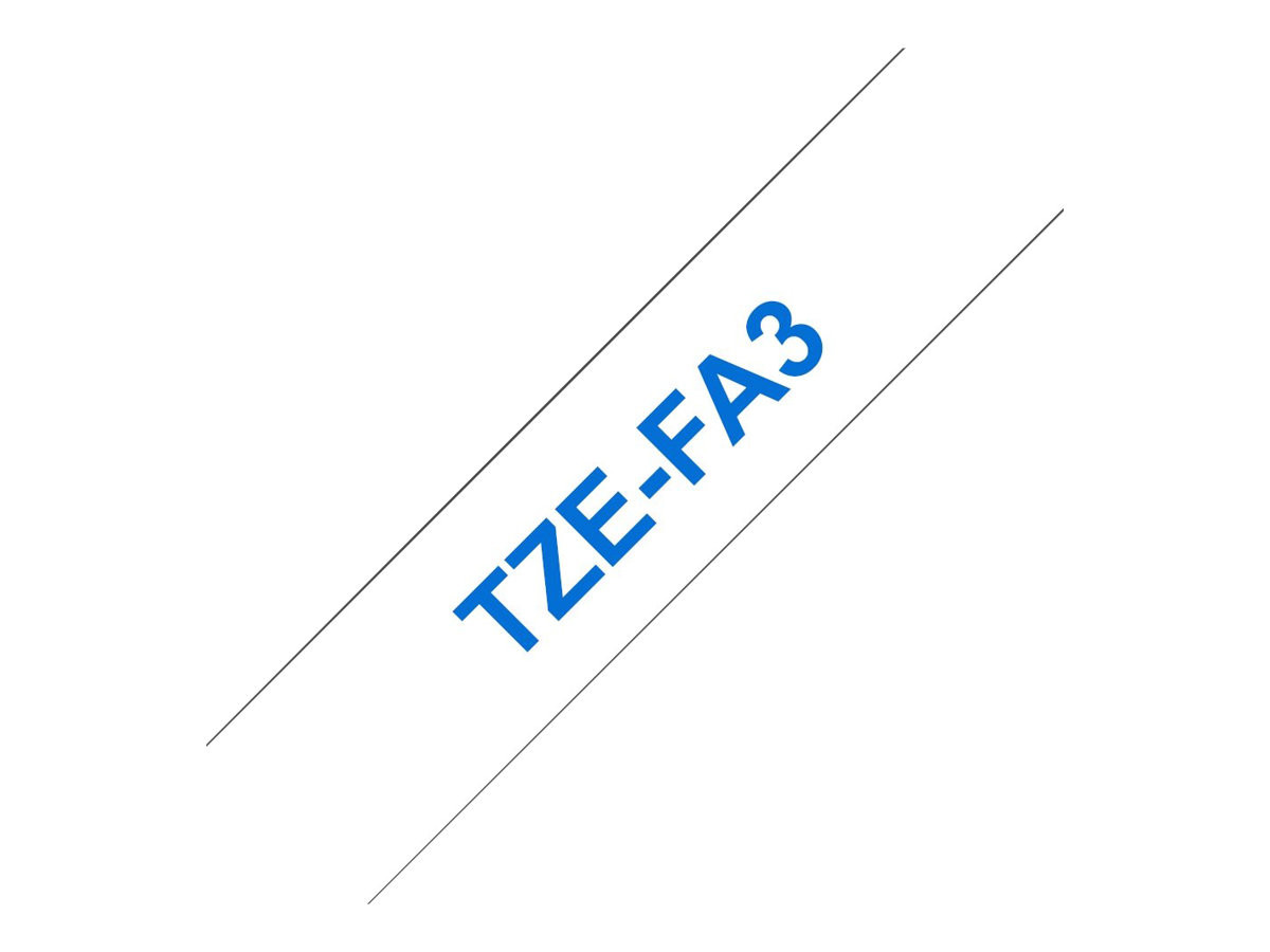 Текстилна лента Brother TZe-FA3, 12mm x 3m, тъмносиня върху бяло, за текстил - TZEFA3 - 3
