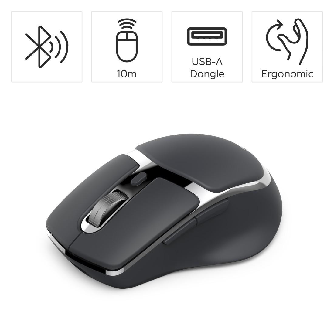 Безжична мишка HAMA WM-800, ергономична, 8 бутона, 3200 dpi, Bluetooth/2.4GHz, черна - 173096 - 3