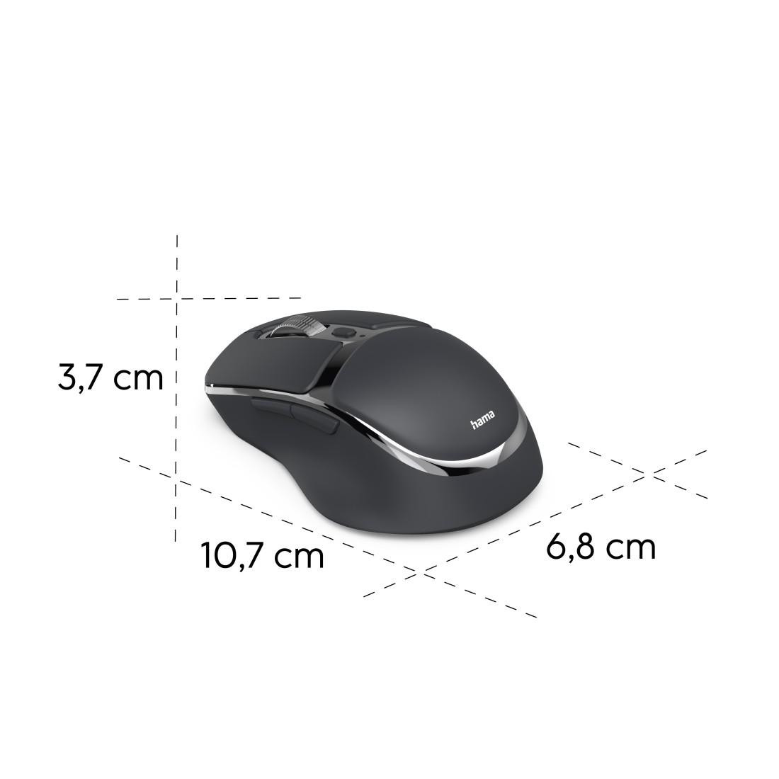 Безжична мишка HAMA WM-800, ергономична, 8 бутона, 3200 dpi, Bluetooth/2.4GHz, черна - 173096 - 4