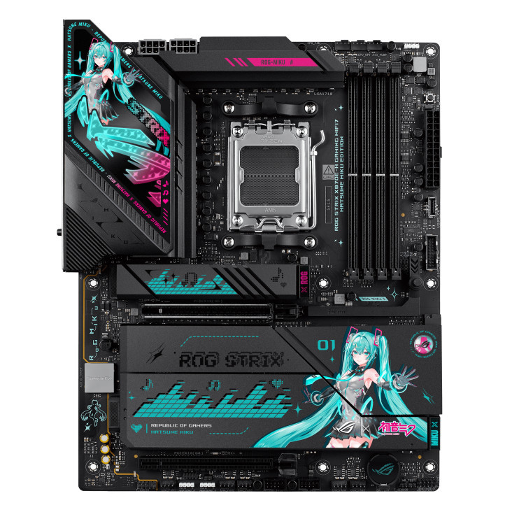 Дънна платка ASUS ROG STRIX X870E-H GAMING Hatsune Miku Edition, AM5, AMD X870E, DDR5, Wi-Fi 7 - 90MB1MA0-M0EAY0 - 2