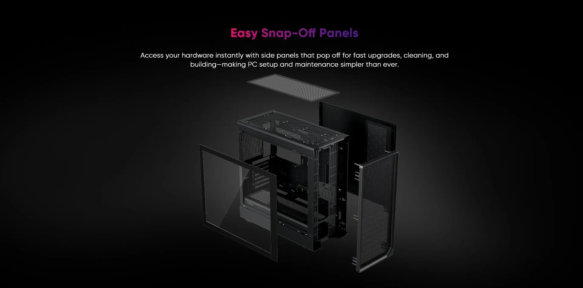 Кутия за компютър 1stPlayer AU8, Middle Tower ATX, Tempered Glass, 4x140mm A-RGB вентилатора, USB-C - AU8-BK-4FE7-14 - 4
