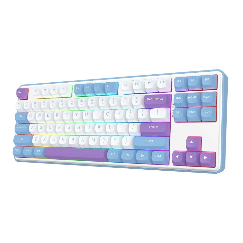 Bluetooth механична нископрофилна геймърска клавиатура Redragon Star Blade Pro, 65%, RGB подсветка, Mint Mambo суич, бяло-лилава - K707WBP-RGB-PRO - 4