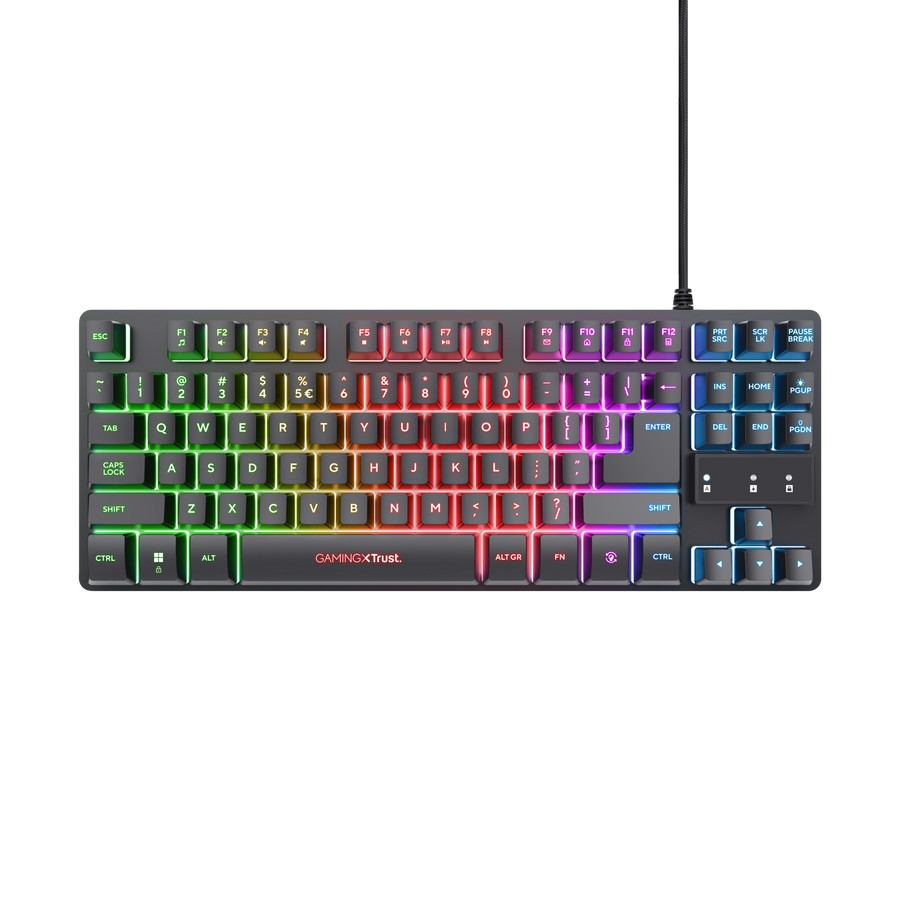 Геймърска клавиатура TRUST GXT 833 Thado TKL, US Layout, RGB подсветка, USB-A - 25886 - 1