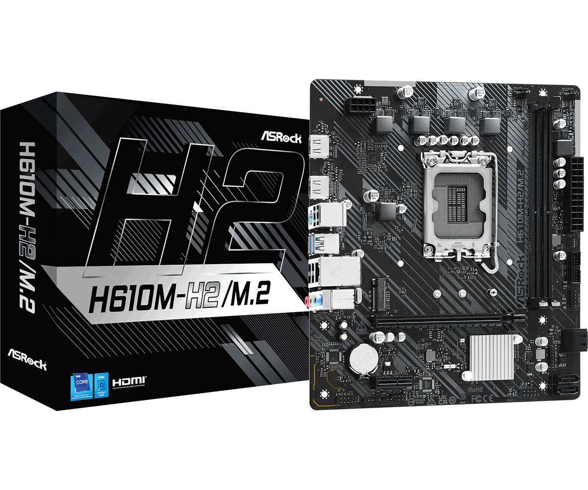 Дънна платка ASRock H610M-H2/M.2, Intel H610, LGA1700, 2xDDR4, M.2, HDMI - 1