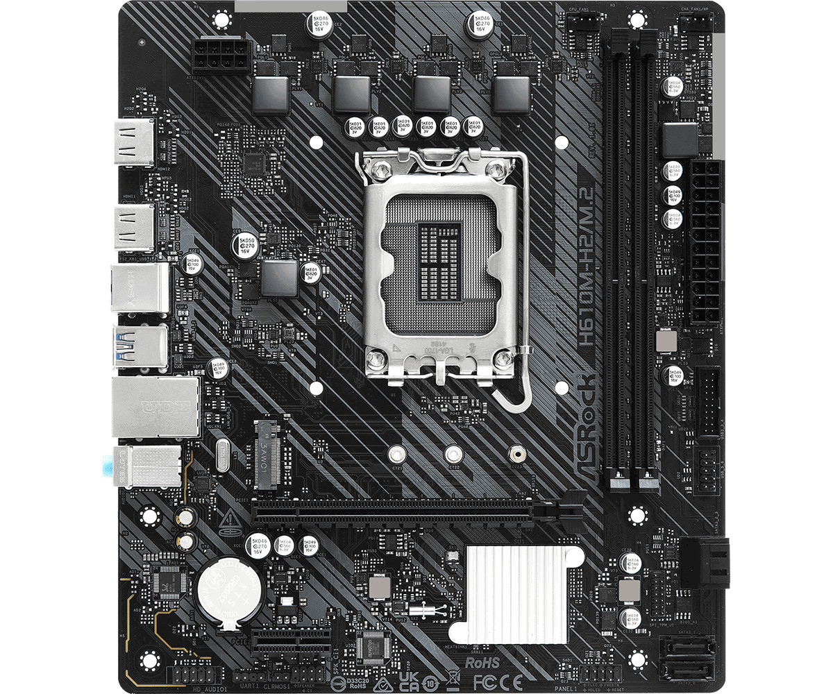 Дънна платка ASRock H610M-H2/M.2, Intel H610, LGA1700, 2xDDR4, M.2, HDMI - 2