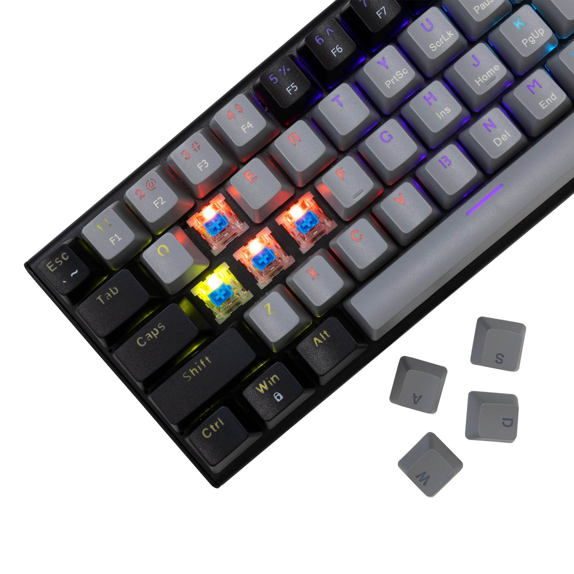 Механична геймърска клавиатура White Shark WAKIZASHI 2, 60%, Blue Switches, RGB, USLayout - WAKIZASHI-2-US-G-B-BLUE.SW - 2