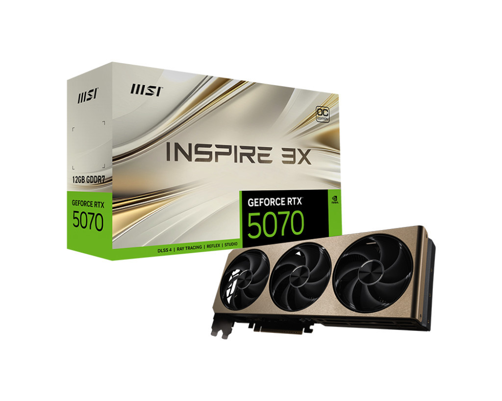 Видео карта MSI GeForce RTX 5070 INSPIRE 3X OC, 12GB GDDR7, 192-bit - 912-V532-006 - 1