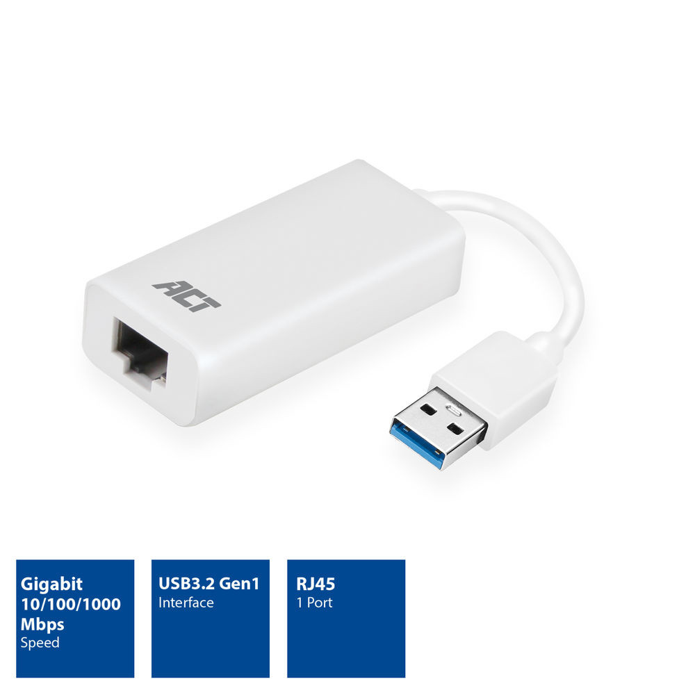 Мрежов адаптер ACT AC4410, USB 3.2 Gen1 към Gigabit Ethernet - 2