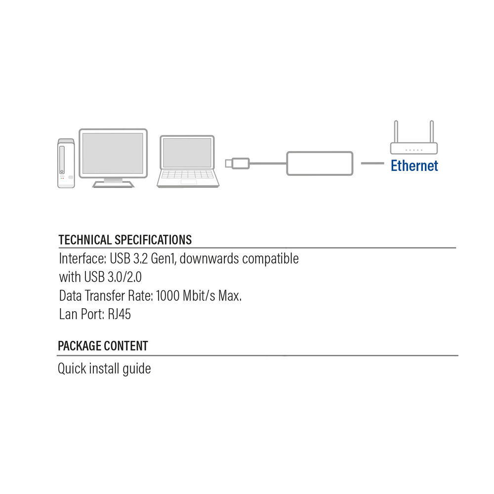Мрежов адаптер ACT AC4410, USB 3.2 Gen1 към Gigabit Ethernet - 4