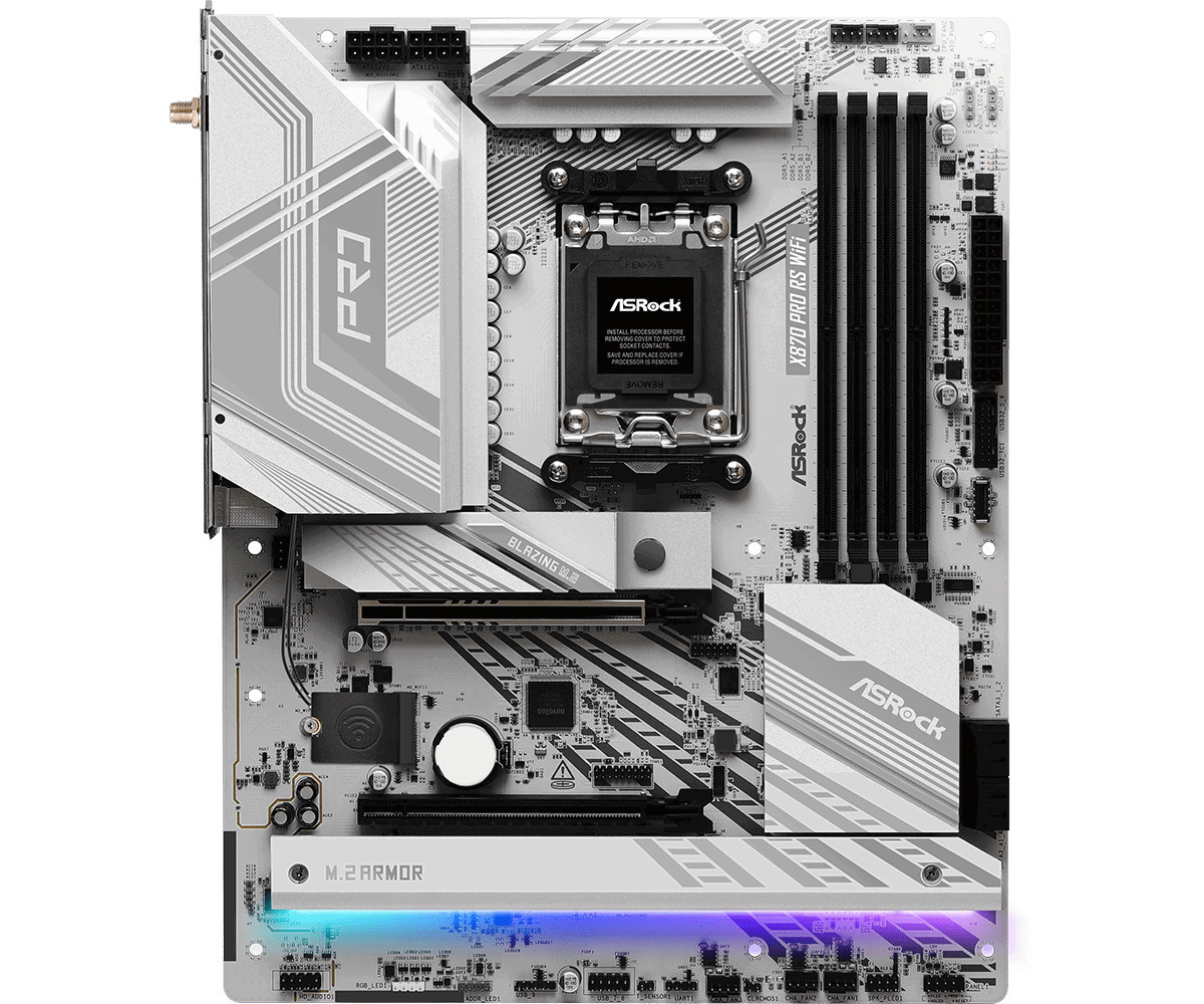 Дънна платка ASROCK X870 PRO RS WIFI, AMD X870, AM5, DDR5, PCIe 5.0, WiFi 7 - 2