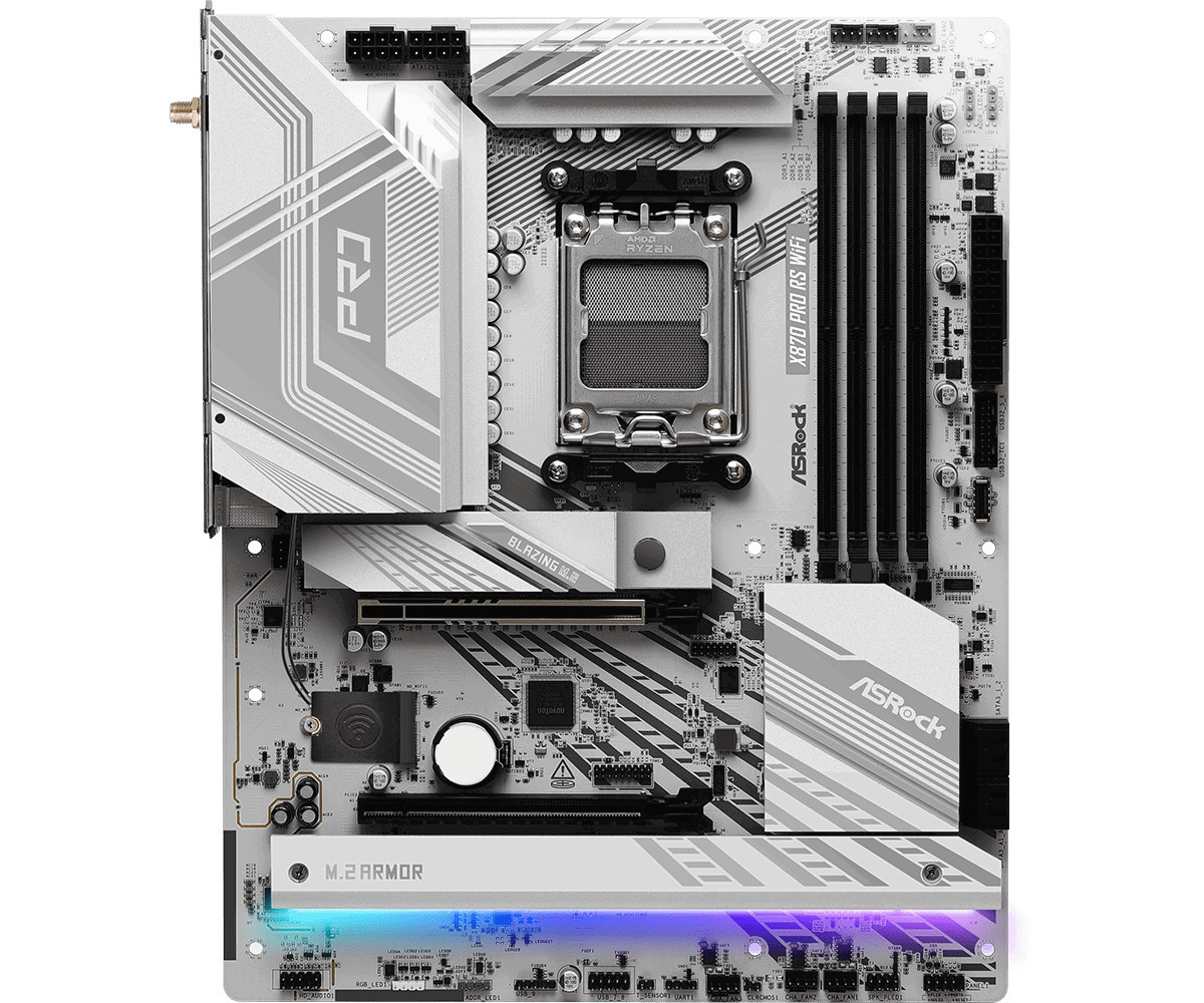 Дънна платка ASROCK X870 PRO RS WIFI, AMD X870, AM5, DDR5, PCIe 5.0, WiFi 7 - 3