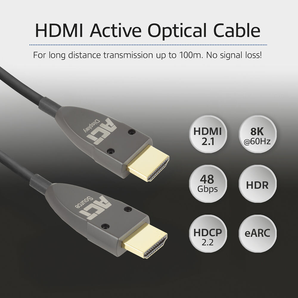 HDMI 2.1 оптичен кабел ACT AK4121, 15m, 8K@60Hz, 48Gbps - 4