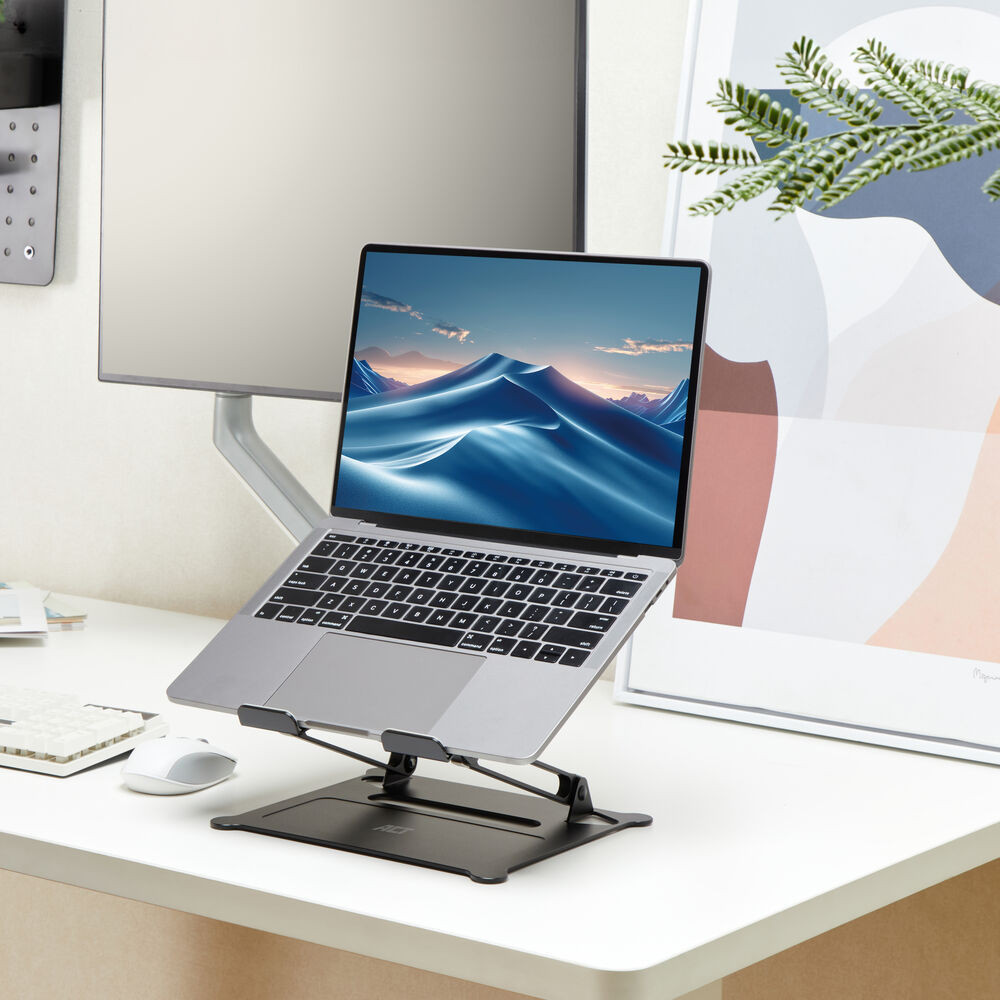 Стойка за лаптоп ACT AC8140, сгъваема, алуминиева, до 15.6", черна - 3