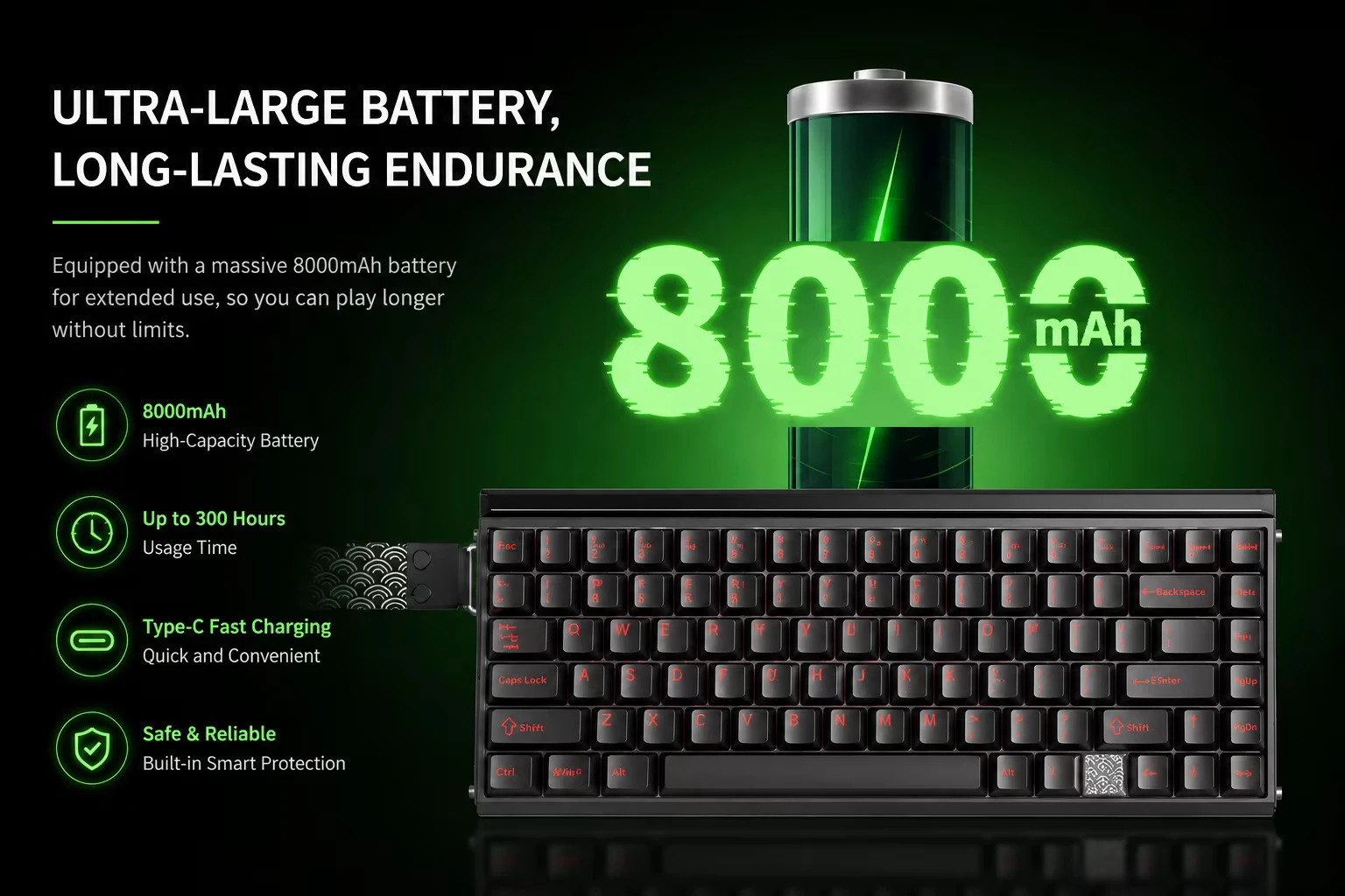 Безжична геймърска механична клавиатура Aula HERO 75 HE, 75%, Magnetic Linear Switches, RGB, 8000Hz, Bluetooth/USB - HERO75-HE-SM - 6