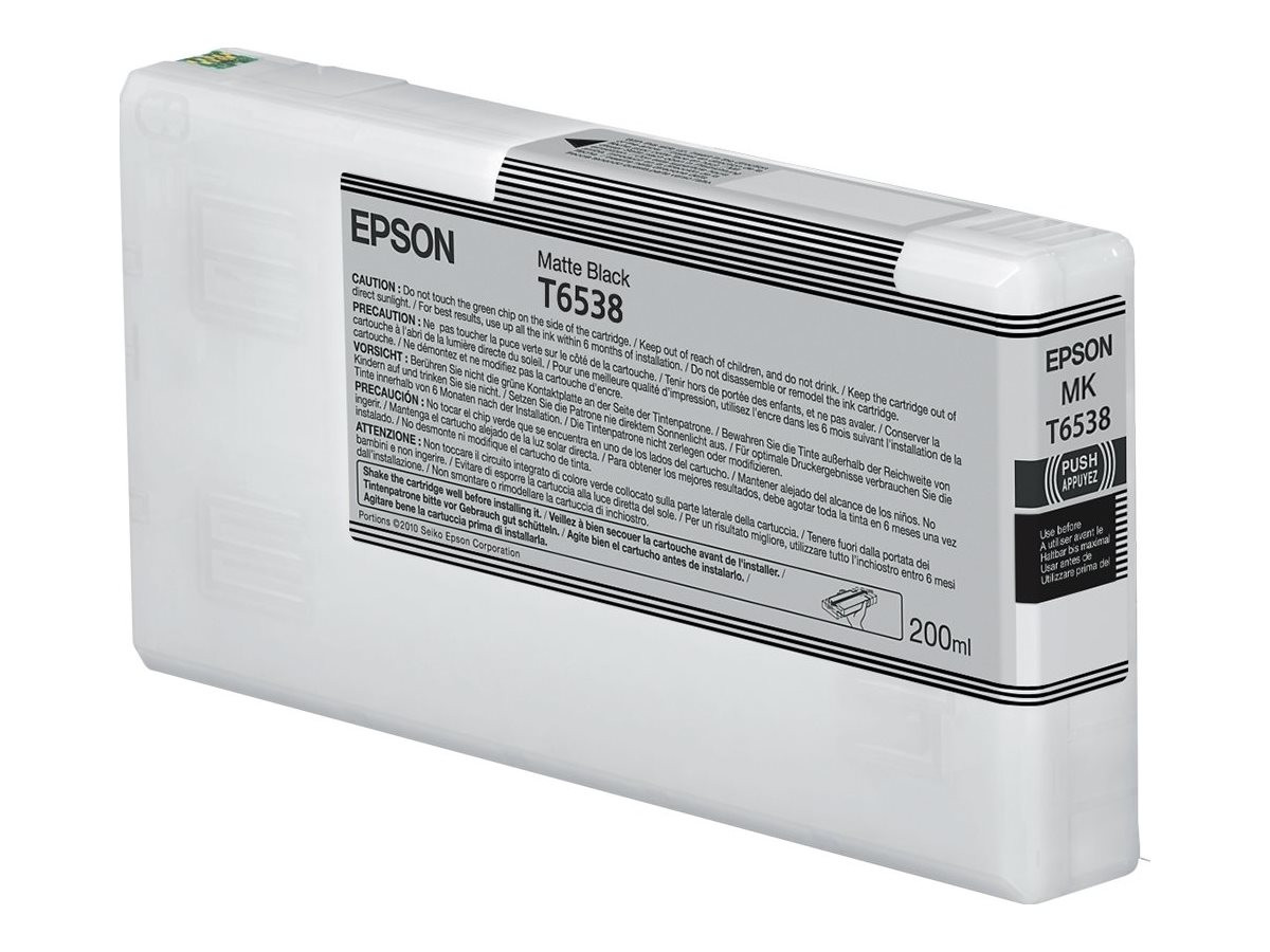Мастилена касета Epson T6538, Matte Black, 200ml, UltraChrome HDR - C13T65380N - 1
