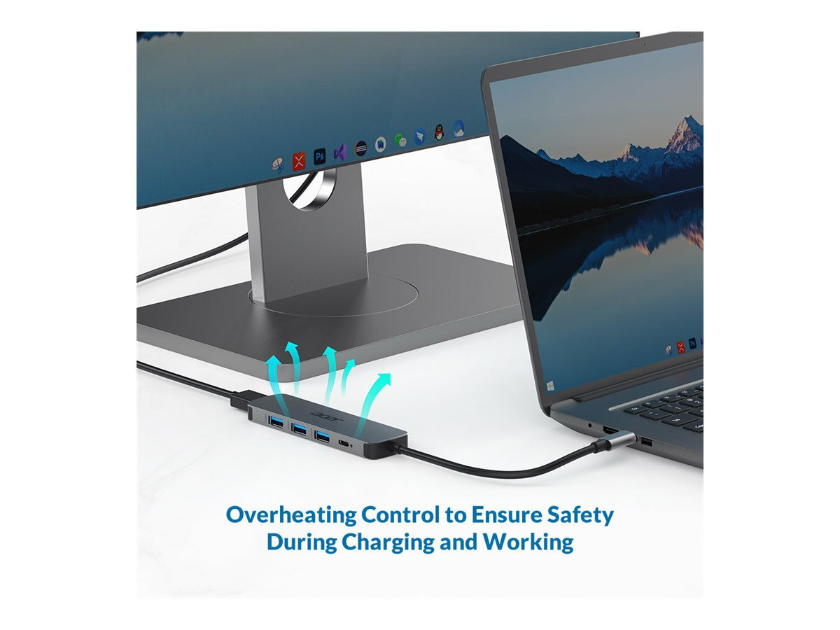 USB-C докинг станция Acer 5в1, 3x USB 3.0 5Gbps, 1x HDMI 4K 60Hz, 1x USB-C 100W PD - HP.DSCAB.021 - 4