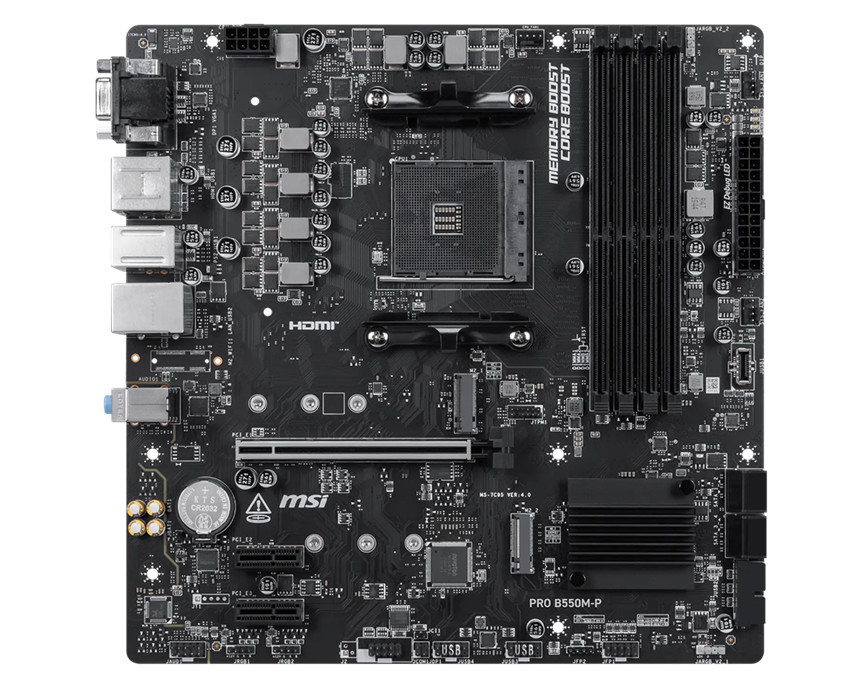 Дънна платка MSI PRO B550M-P, Socket AM4, AMD B550, 4x DDR4, mATX - 911-7C95-201 - 2