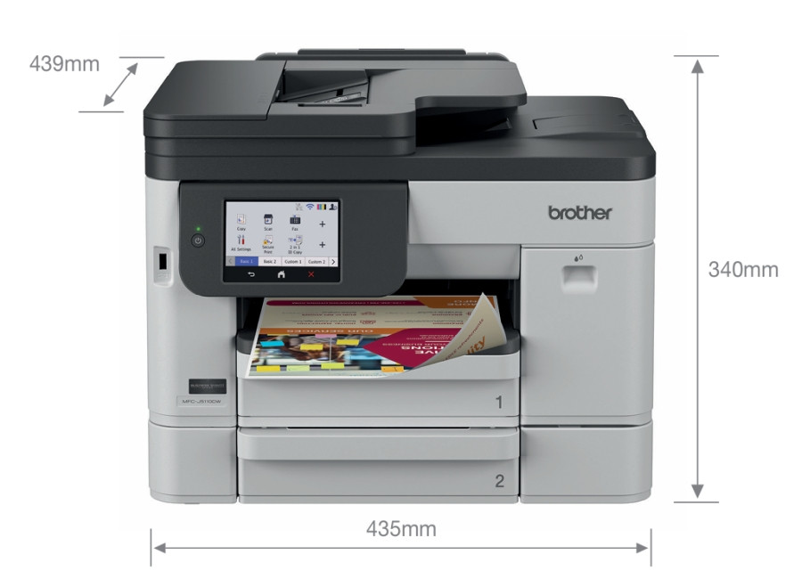 Мастилоструйно многофункционално устройство Brother MFC-J5110DW, Print/Copy/Scan/Fax, A3, 28 ipm ч/б, 26 ipm цветно, 10.9" тъчскрийн, Wi-Fi - MFCJ5110DWYJ1 - 2