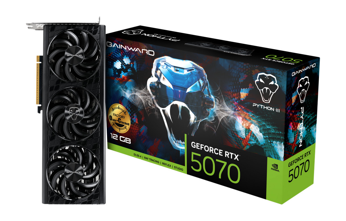 Видео карта Gainward GeForce RTX 5070 Python III OC, 12GB GDDR7 - NE75070S19K9-GB2050T - 1