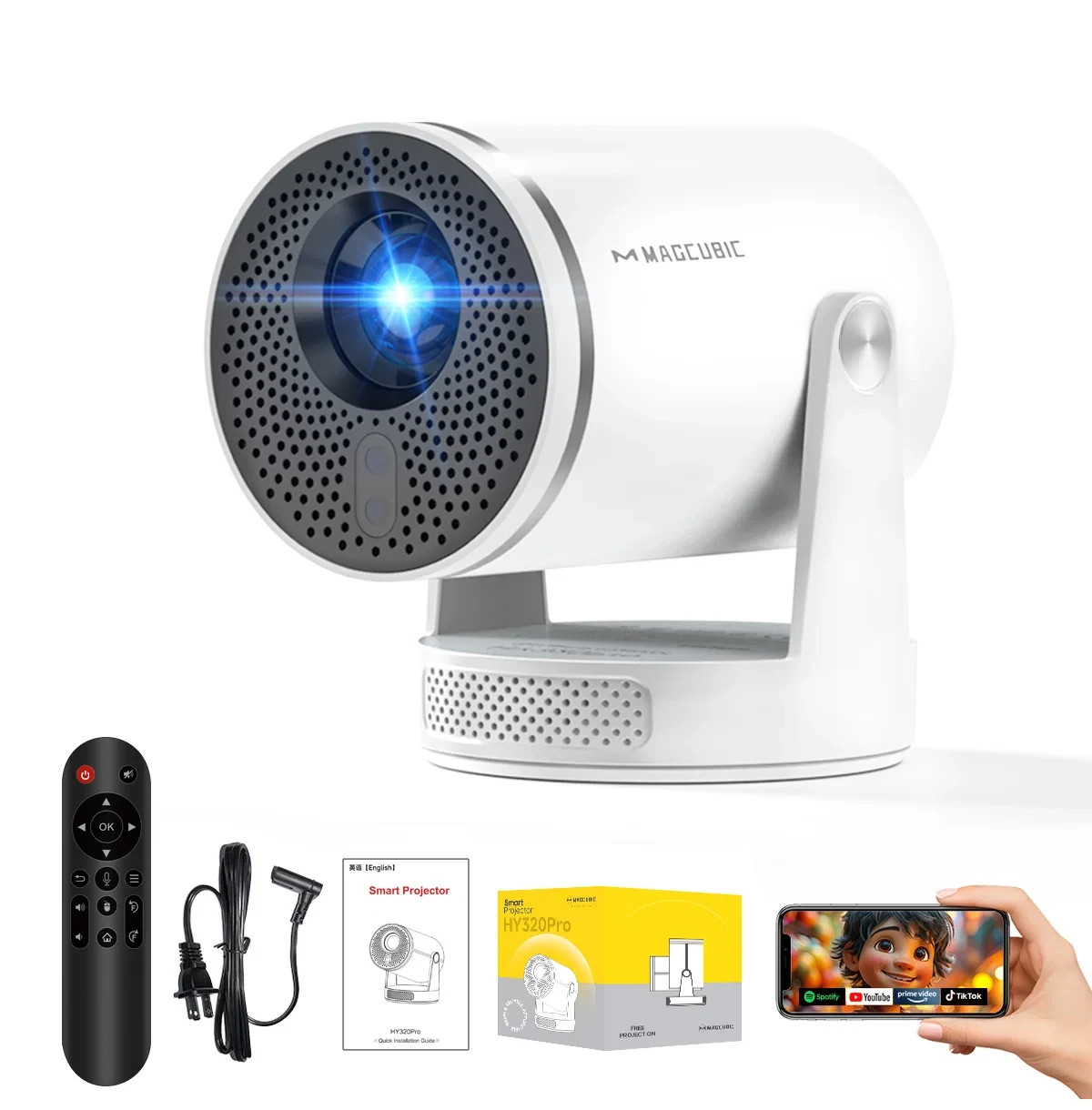 Проектор MagCubic HY320 Pro, 1080p Native, 4K Support, Android 14, 400 ANSI Lumens, Wi-Fi, Bluetooth 5.4 - MAGCUBIC-HY320PRO - 10