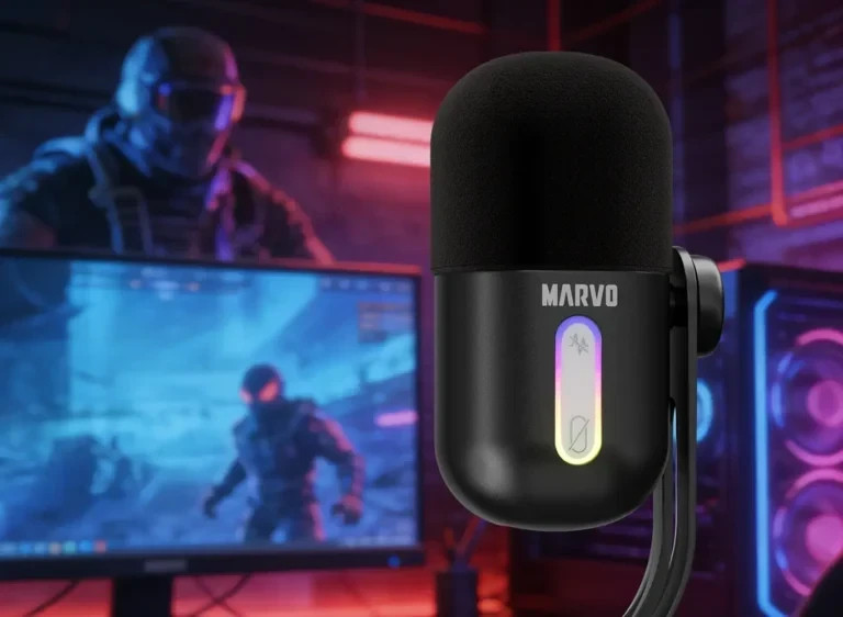 Микрофон Marvo Blast 50, USB/3.5mm, RGB подсветка, шумопотискане - MIC-08-BK - 5