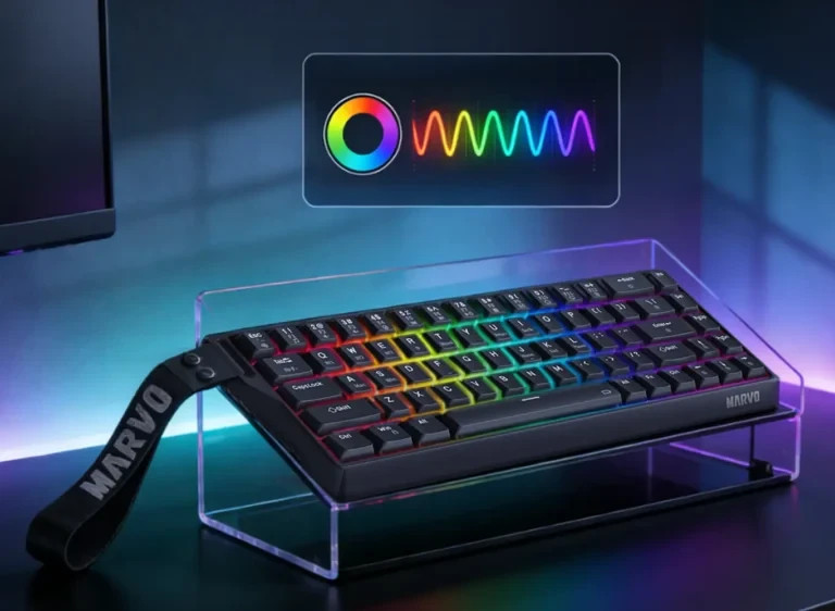 Безжична механична геймърска клавиатура Marvo Saber KG965W, 65%, Banana Crystal Linear, RGB подсветка, Bluetooth 5.3 - KG965W-BK - 4