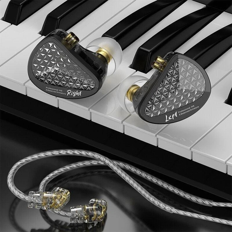 Слушалки KZ AS16 PRO, In-Ear Monitors, 8BA драйвера, Hi-Fi, 3.5mm, с микрофон, черни - 6.01.02.0230 - 3