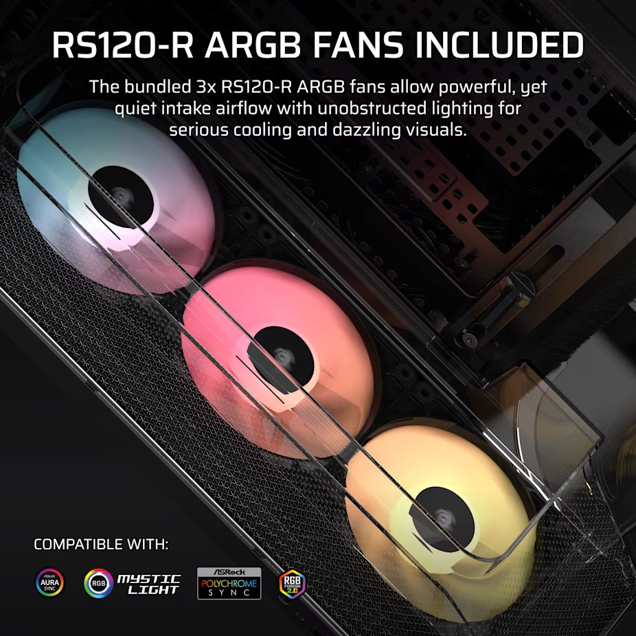 Кутия за компютър CORSAIR 5400 RS-R ARGB, Mid-Tower, Tempered Glass, ATX, Черна - CC-9011318-WW - 6