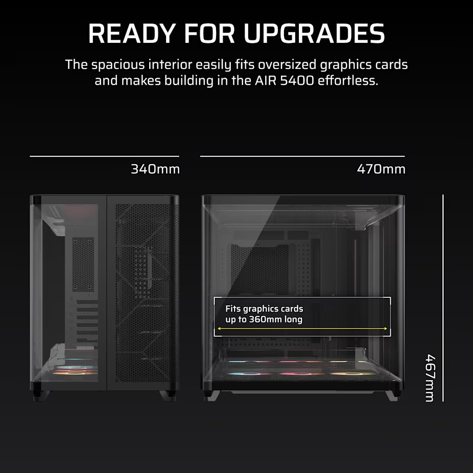 Кутия за компютър CORSAIR 5400 RS-R ARGB, Mid-Tower, Tempered Glass, ATX, Черна - CC-9011318-WW - 11