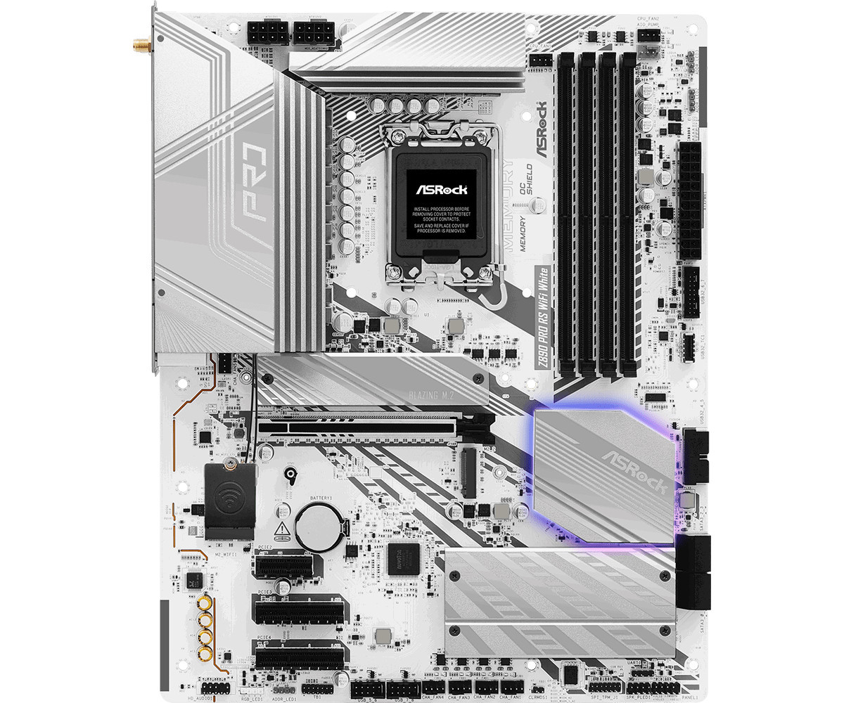 Дънна платка AsRock Z890 Pro RS WiFi White, ATX, LGA1851, DDR5 - 2