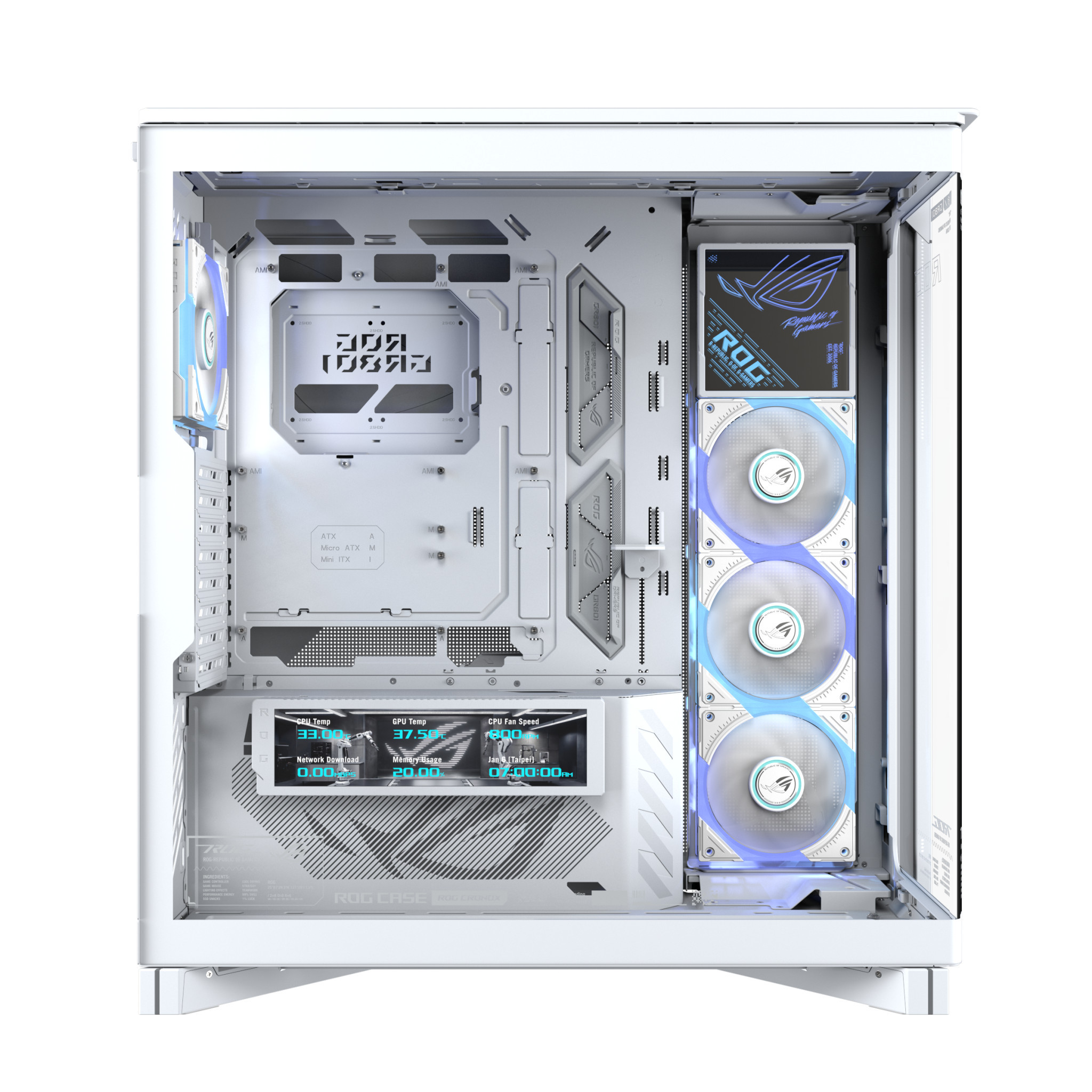 Кутия за компютър ASUS ROG Cronos, Mid-Tower E-ATX, бяла - 90DC00T3-B09030 - 4