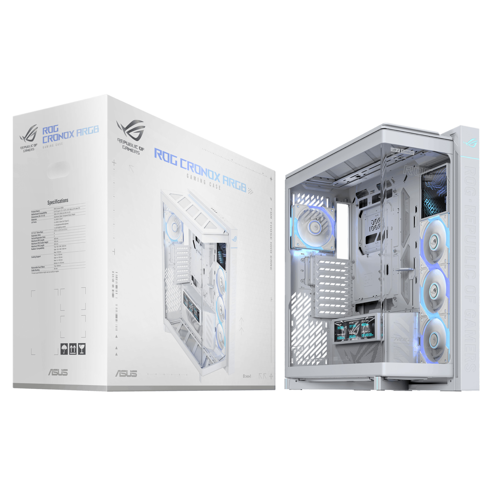 Кутия за компютър ASUS ROG Cronos, Mid-Tower E-ATX, бяла - 90DC00T3-B09030 - 5