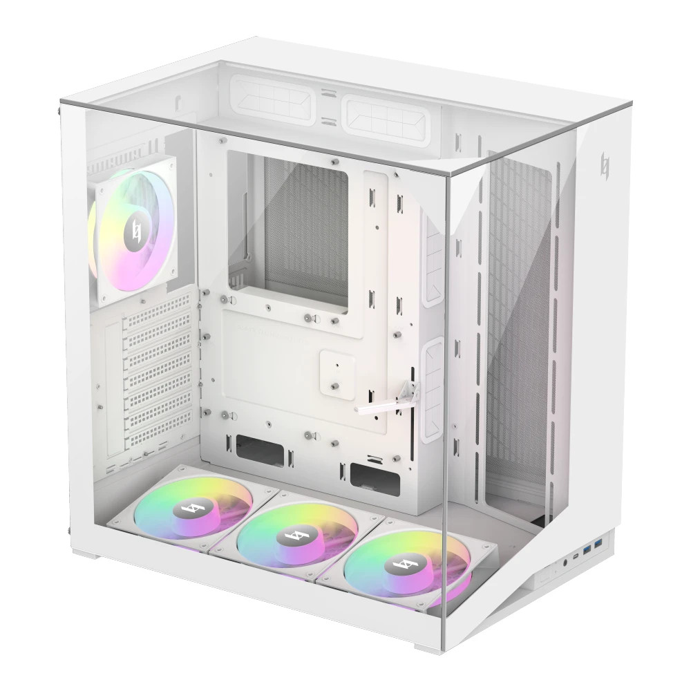Кутия за компютър Gamemax NEX C56 VC WH, Middle Tower ATX, Tempered Glass, 4x ARGB вентилатора, бяла - 1849-3072R0004 - 9