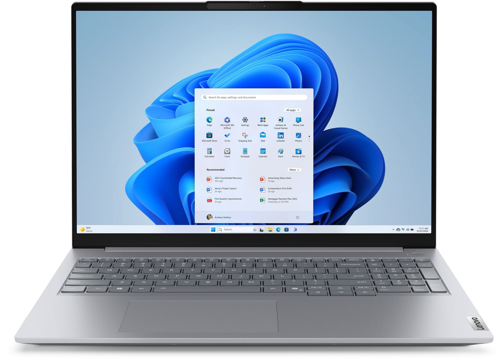 Лаптоп Lenovo ThinkBook 16 G8 IRL, 16" WUXGA (1920x1200) IPS, Intel Core 3 100U, 8GB DDR5, 256GB SSD, Free DOS - 21SHA071BM_5WS0A23813 - 1