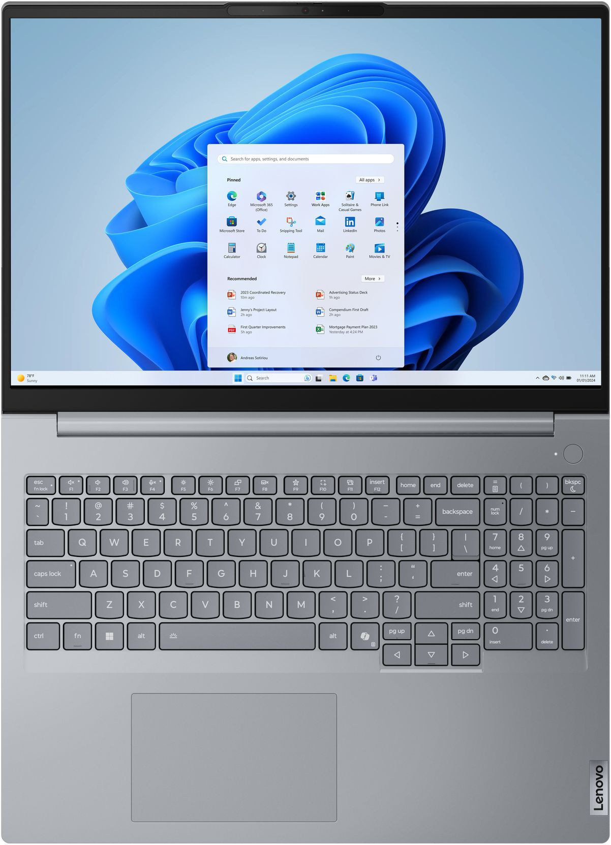 Лаптоп Lenovo ThinkBook 16 G8 IRL, 16" WUXGA (1920x1200) IPS, Intel Core 3 100U, 8GB DDR5, 256GB SSD, Free DOS - 21SHA071BM_5WS0A23813 - 4