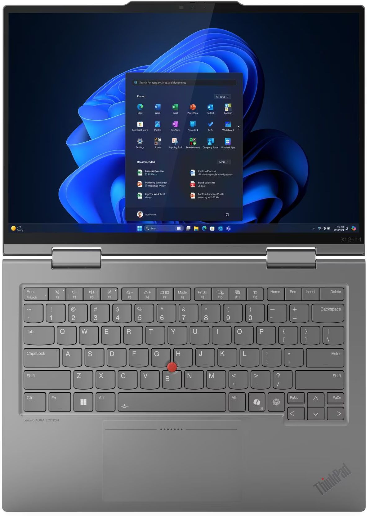 Лаптоп Lenovo ThinkPad X1 2-in-1 G10, 14" 2.8K, Intel Core Ultra 7 265U vPro, 64GB DDR5, 2TB SSD Gen5, Windows 11 Pro - 21NUS0PR00 - 6