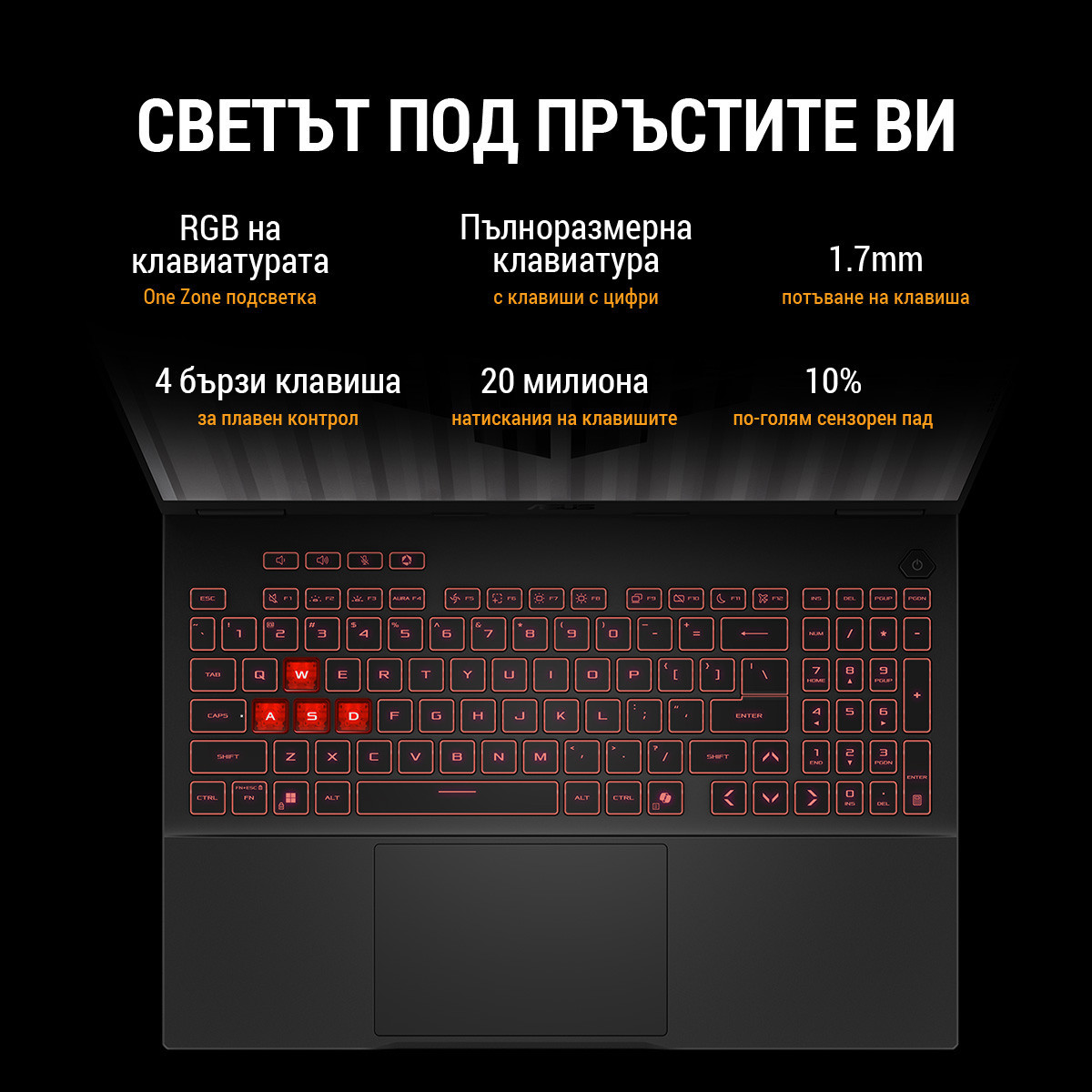Лаптоп ASUS TUF Gaming A16 2025 FA608UHI-TU126, 16" FHD+ IPS 144Hz, Ryzen 7 260, RTX 5050 8GB, 16GB DDR5, 512GB SSD, Free OS - 90NR0KS1-M00CP0 - 2