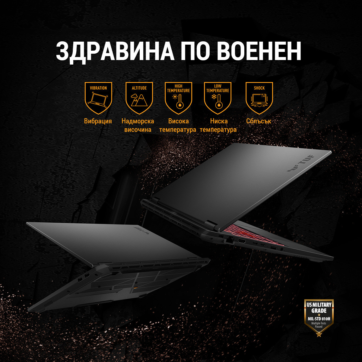 Лаптоп ASUS TUF Gaming A16 2025 FA608UHI-TU126, 16" FHD+ IPS 144Hz, Ryzen 7 260, RTX 5050 8GB, 16GB DDR5, 512GB SSD, Free OS - 90NR0KS1-M00CP0 - 4