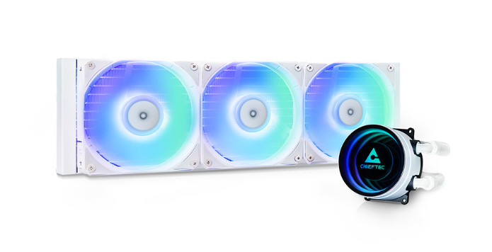 Водно охлаждане за процесор Chieftec Iceberg 360 RGB White, 3x120mm вентилатора, 2200 RPM - CLC-360-RGB-W - 1