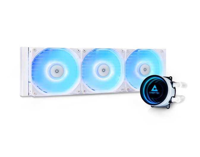 Водно охлаждане за процесор Chieftec Iceberg 360 RGB White, 3x120mm вентилатора, 2200 RPM - CLC-360-RGB-W - 3
