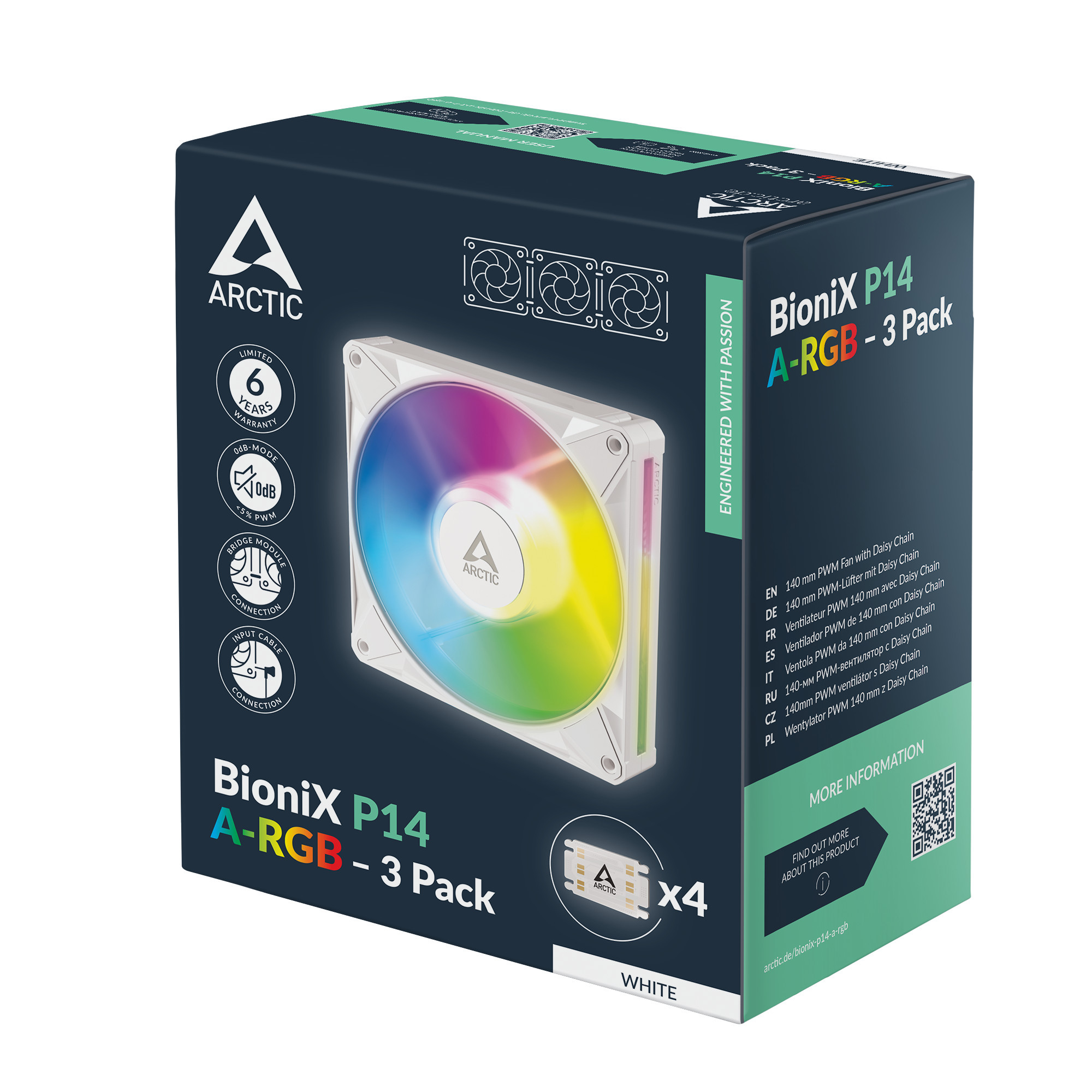 Комплект вентилатори ARCTIC BioniX P14 A-RGB, 140mm PWM 450-2500 RPM - ACFAN00342A - 10