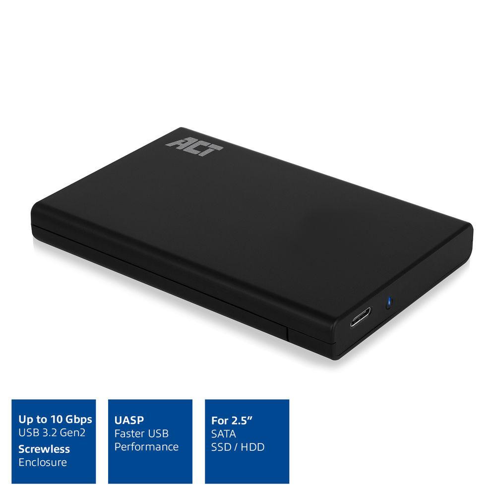 Кутийка за твърд диск ACT AC1225, 2.5", SATA към USB-C 3.2 Gen2 - 2